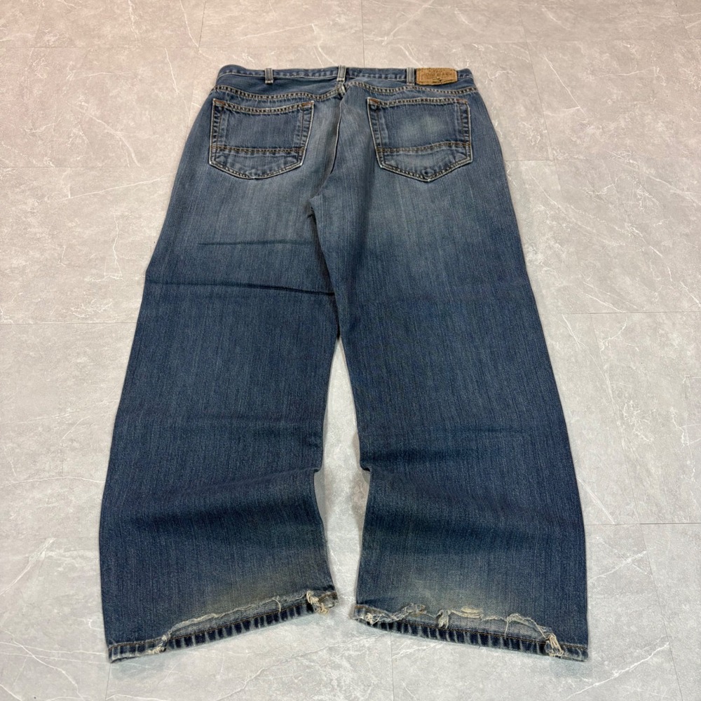 Old Navy Mens Straight Cut Jeans 36x30 Blue Denim Medium Wash Distressed 2762